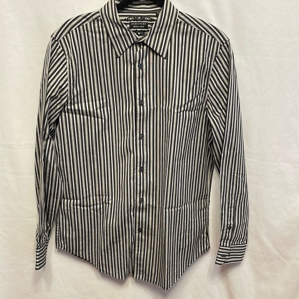 Structure Premium Woven Long Sleeve Button Front Shirt M Event Corpcore Business